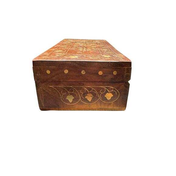 Vintage 1950’s India Keepsake Decorative Rosewood Jewelry Trinket Box - Picture 3 of 6